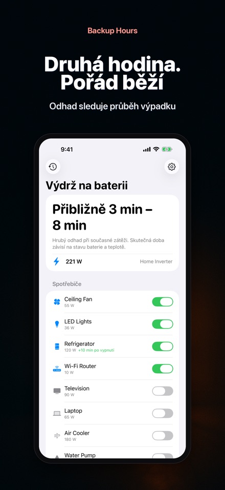 Backup Hours: čas baterie 5