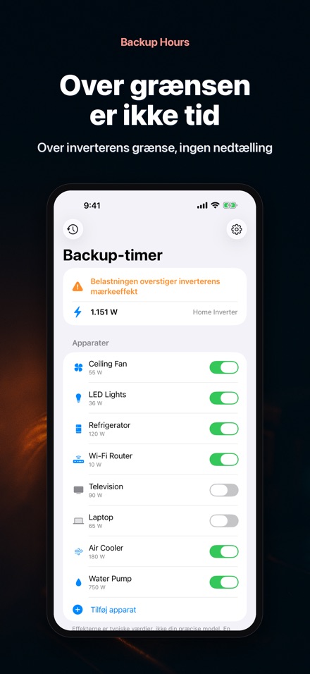 Backup Hours: Batteritid 6
