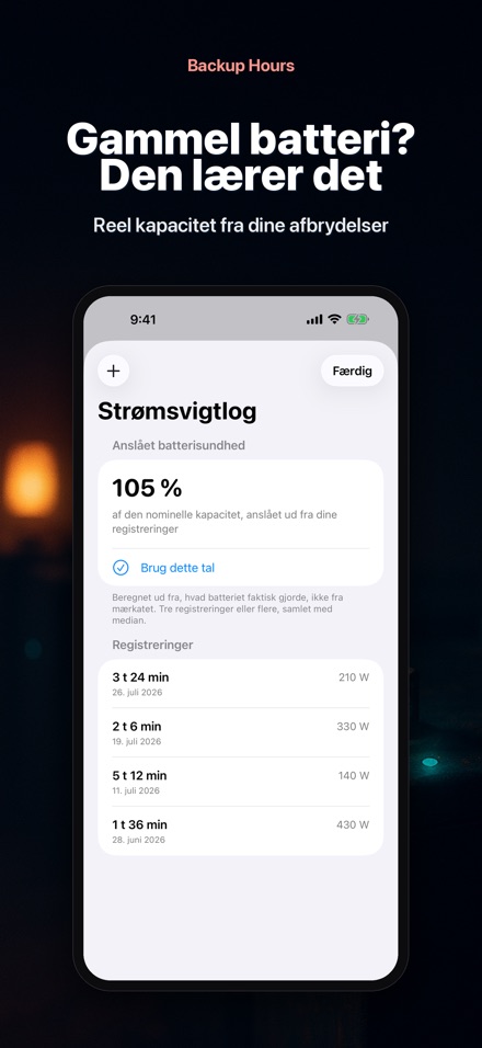 Backup Hours: Batteritid 9