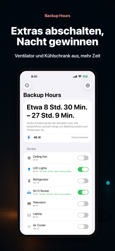 Backup Hours: Akku-Restzeit 2