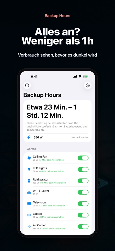 Backup Hours: Akku-Restzeit 3
