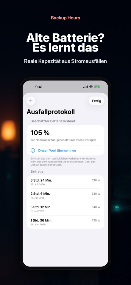 Backup Hours: Akku-Restzeit 9