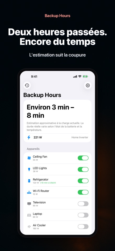 Backup Hours : autonomie 5