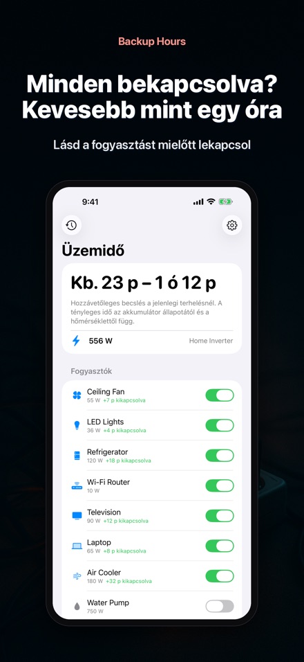 Backup Hours: akkuidő 3