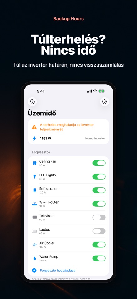Backup Hours: akkuidő 6