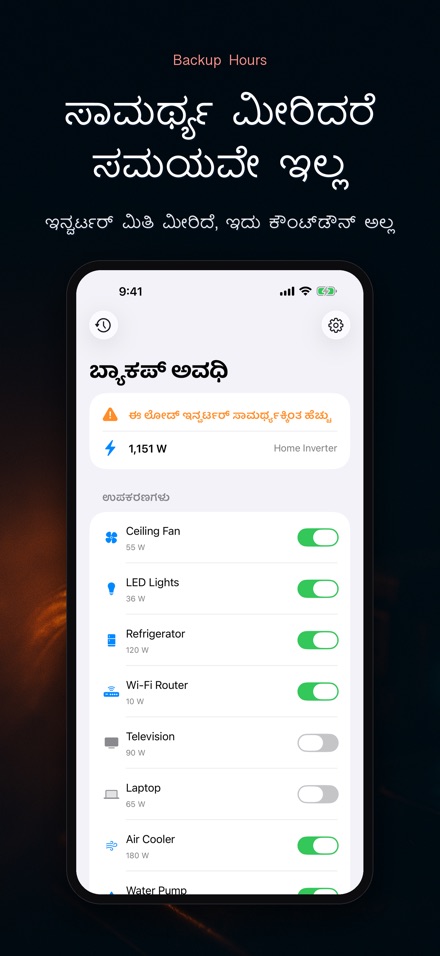 ಬ್ಯಾಕಪ್ ಗಂಟೆ: ಇನ್ವರ್ಟರ್ 6