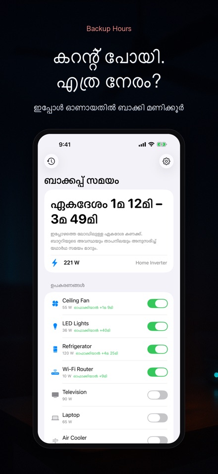 ബാക്കപ്പ് അവേഴ്സ്: ഇൻവർട്ടർ
