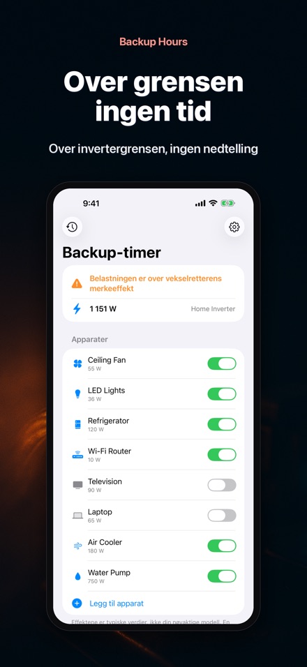 Backup Hours: Batteritid 6