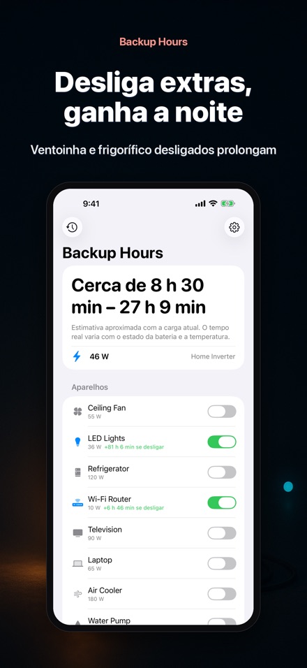 Backup Hours: horas de bateria 2