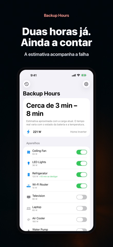 Backup Hours: horas de bateria 5