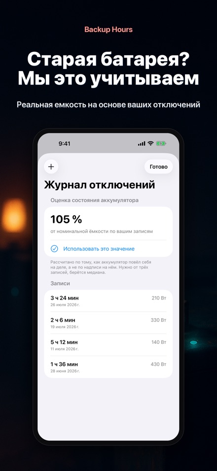 Backup Hours: часы от АКБ 9