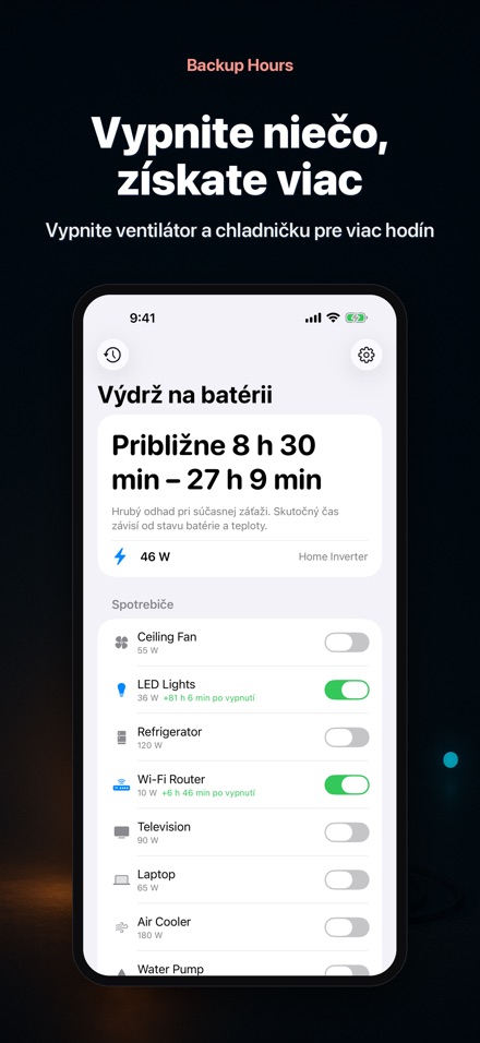 Backup Hours: čas batérie 2