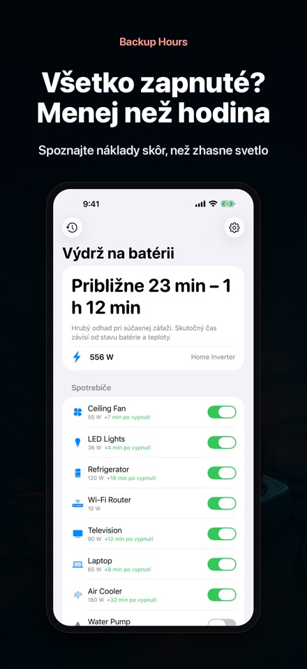 Backup Hours: čas batérie 3