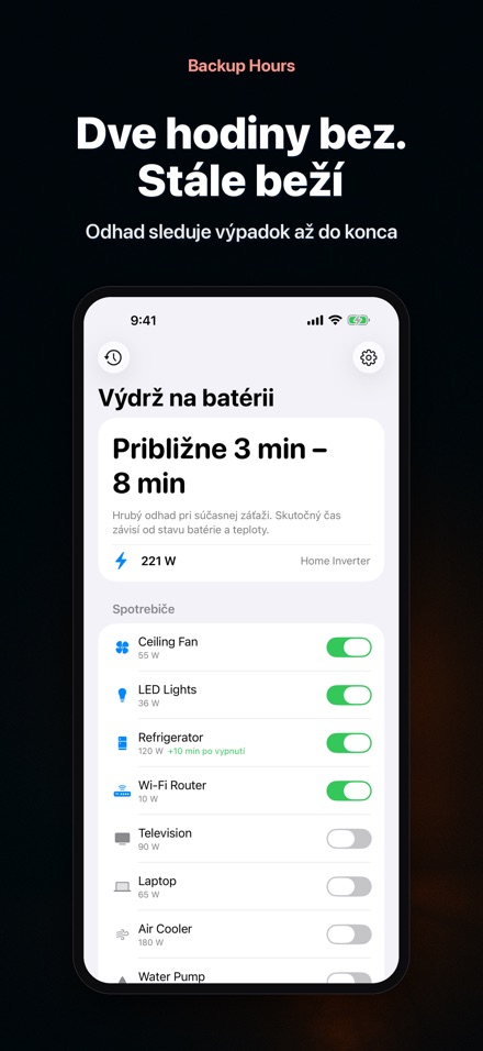 Backup Hours: čas batérie 5