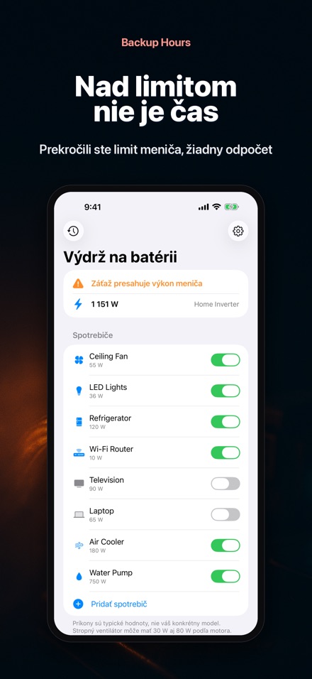 Backup Hours: čas batérie 6