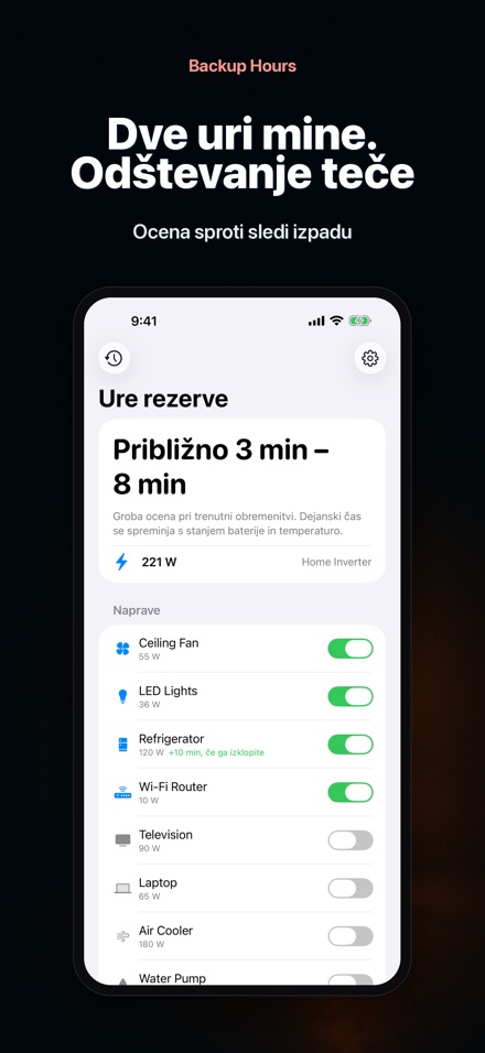 Backup Hours: čas baterije 5