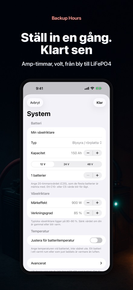 Backup Hours: Batteritid 7