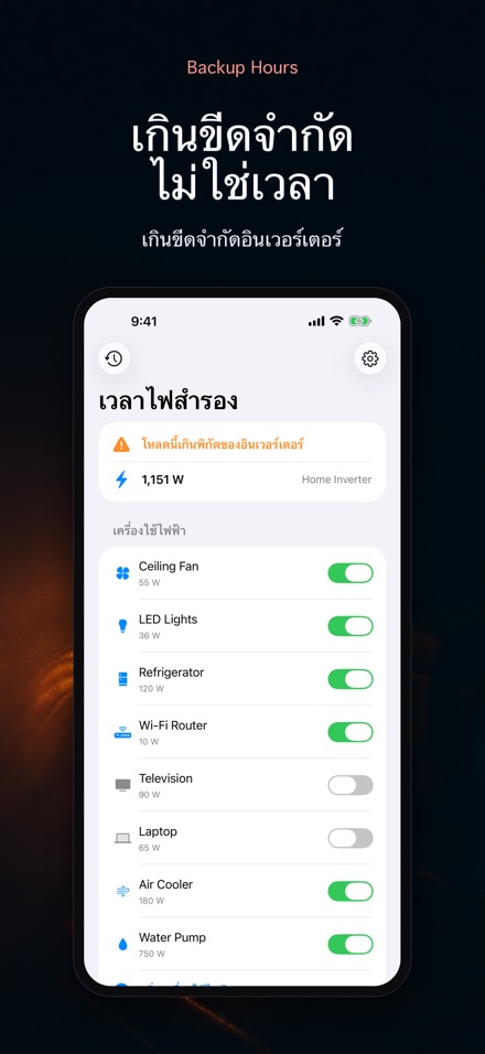 Backup Hours: ไฟดับได้กี่ชม. 6