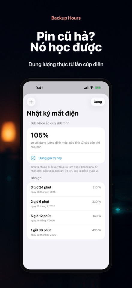 Backup Hours: Pin trụ mấy giờ 9
