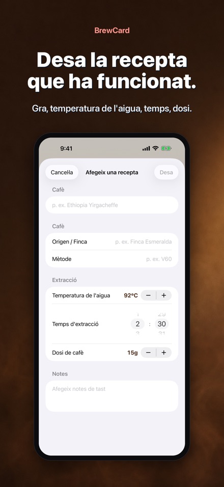 BrewCard: Fitxes Receptes Cafe 2