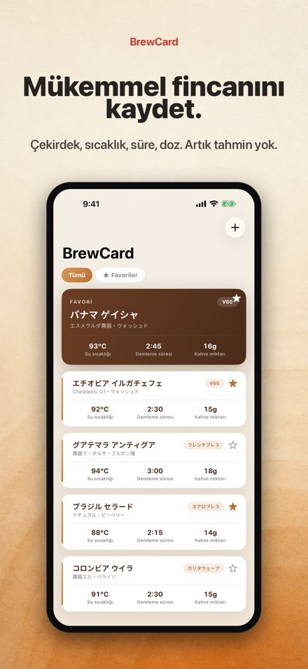 BrewCard: Kahve Tarif Kartlari