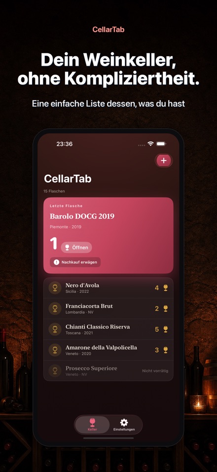 CellarTab: Weinkeller Notizen