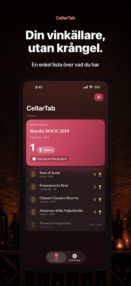 CellarTab: Vinkällare Logg