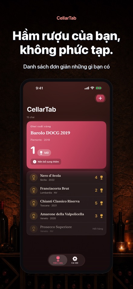 CellarTab: Nhật Ký Hầm Rượu