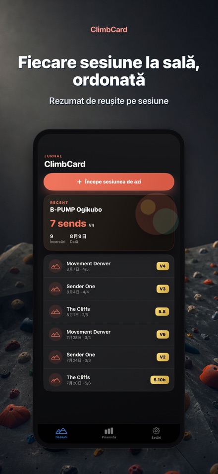 ClimbCard: Jurnal Cățărare 4