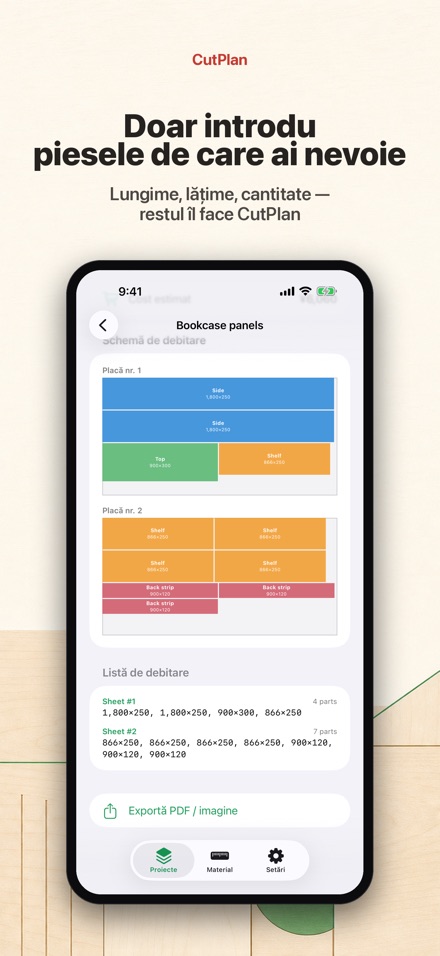 CutPlan: Optimizare debitare 4