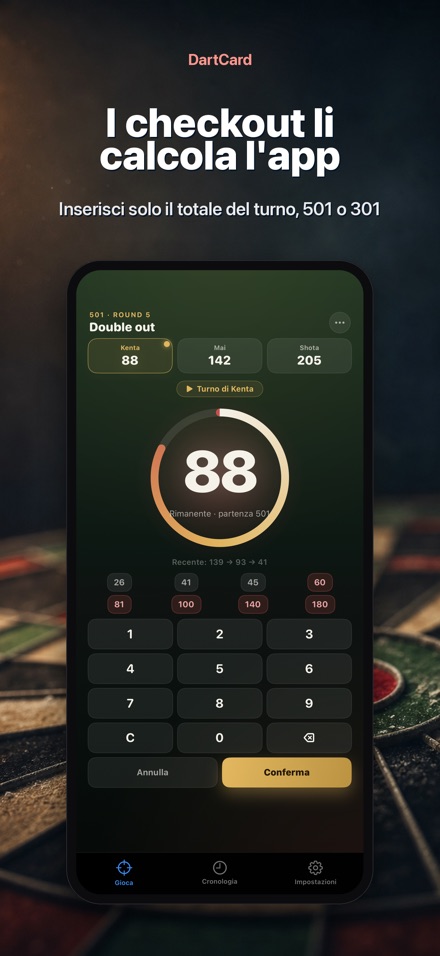 DartCard: Punteggio Freccette