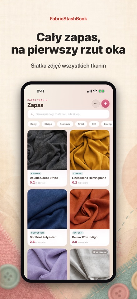 FabricStashBook: Zapas tkanin