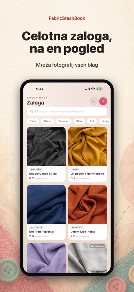 FabricStashBook: Zaloga blaga
