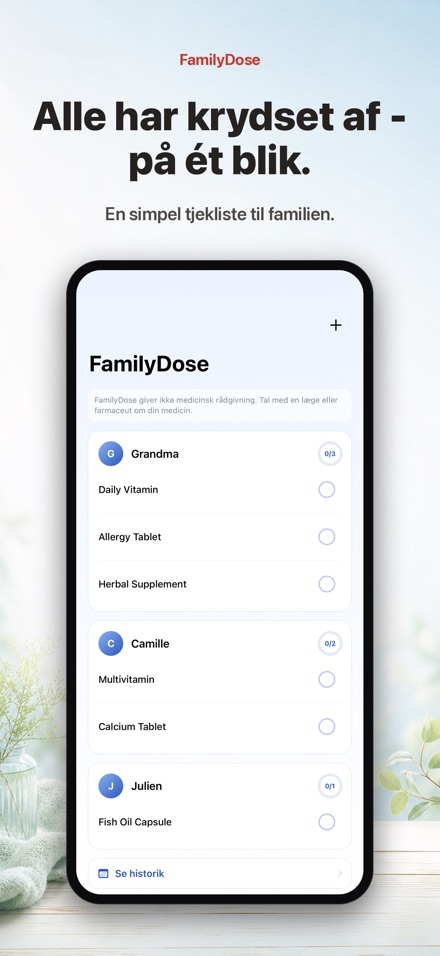 FamilyDose: Familietjekliste