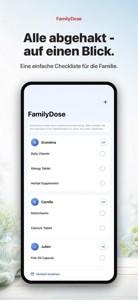 FamilyDose: Medi-Checkliste