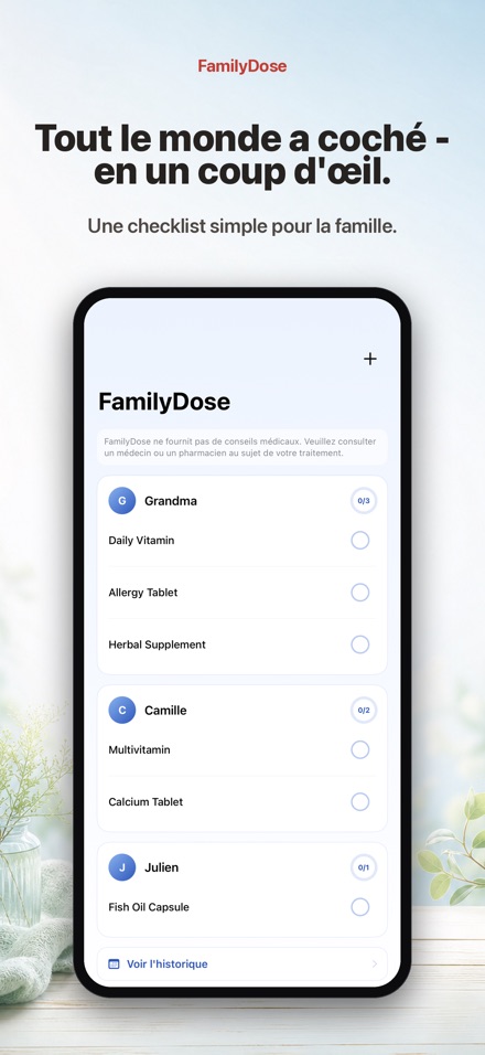 FamilyDose: Suivi de prise