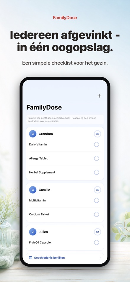 FamilyDose: Gezinschecklijst