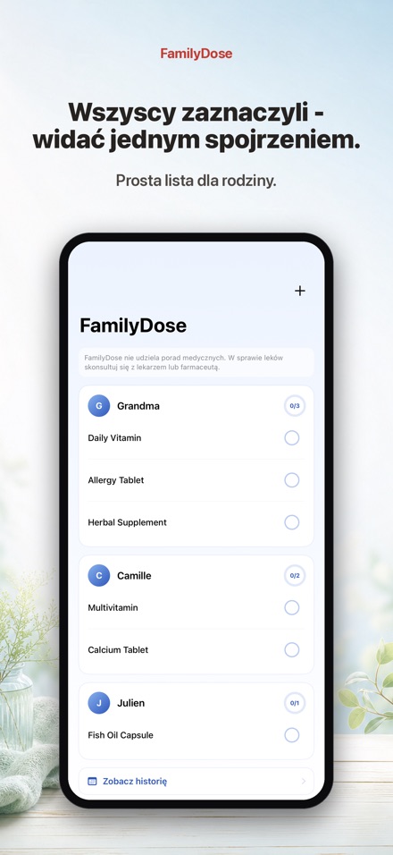 FamilyDose: Checklista Rodziny