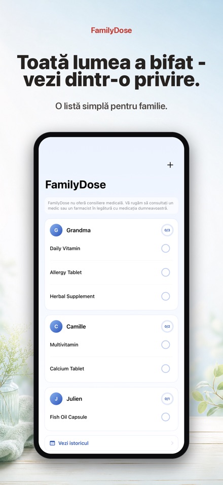 FamilyDose: Verificare familie