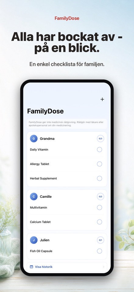 FamilyDose: Familjechecklista
