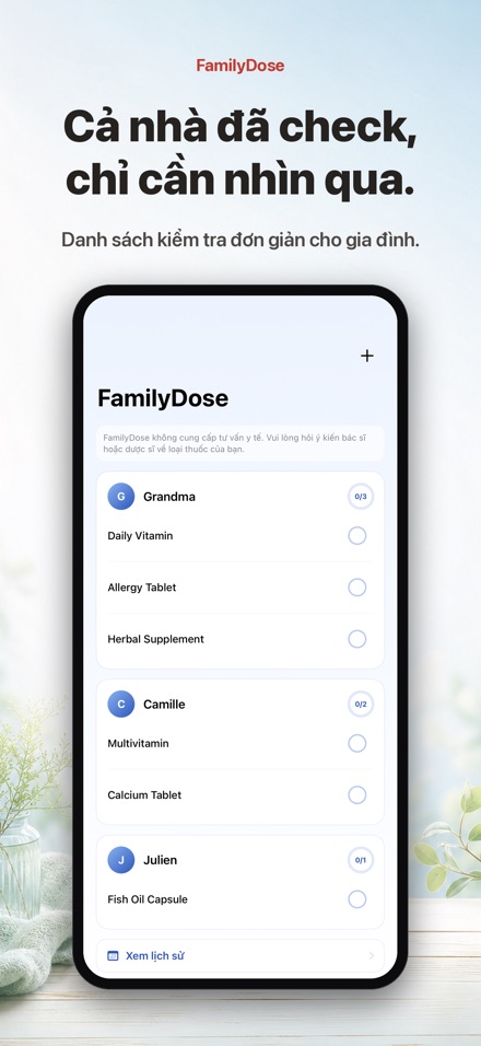 FamilyDose: Check-list