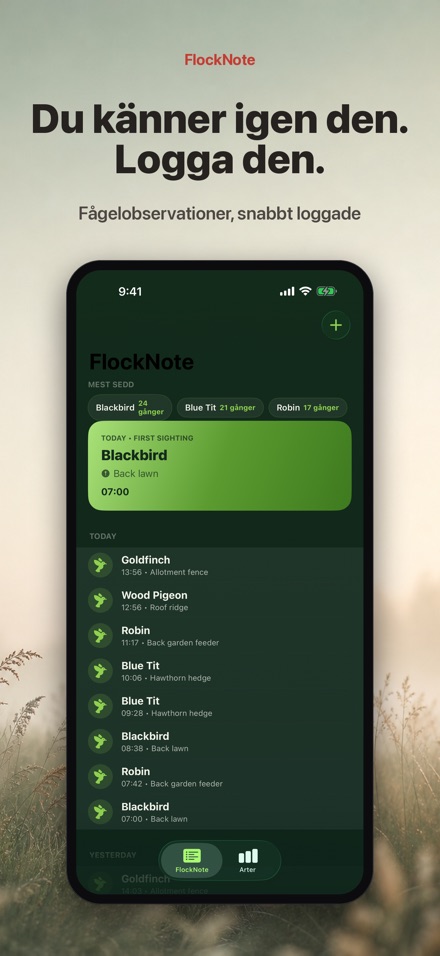 FlockNote: Fågelloggbok