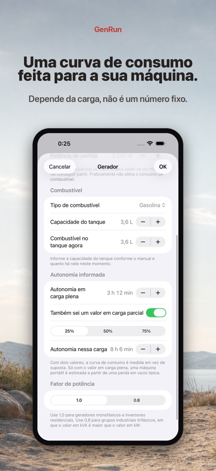 GenRun: autonomia do gerador 6