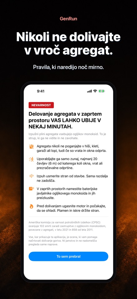 GenRun: Delovanje agregata 9