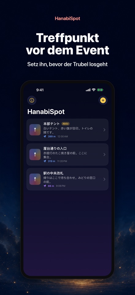 HanabiSpot: Treffpunkt-Pin 9