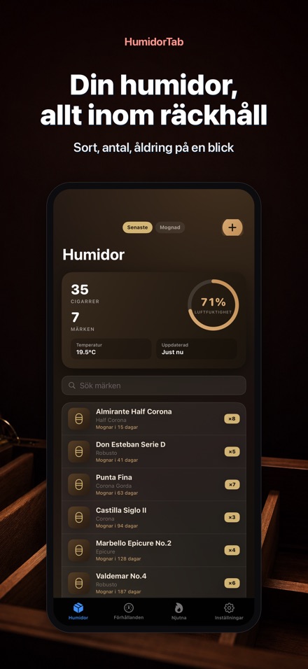 HumidorTab: Cigar Shelf Log