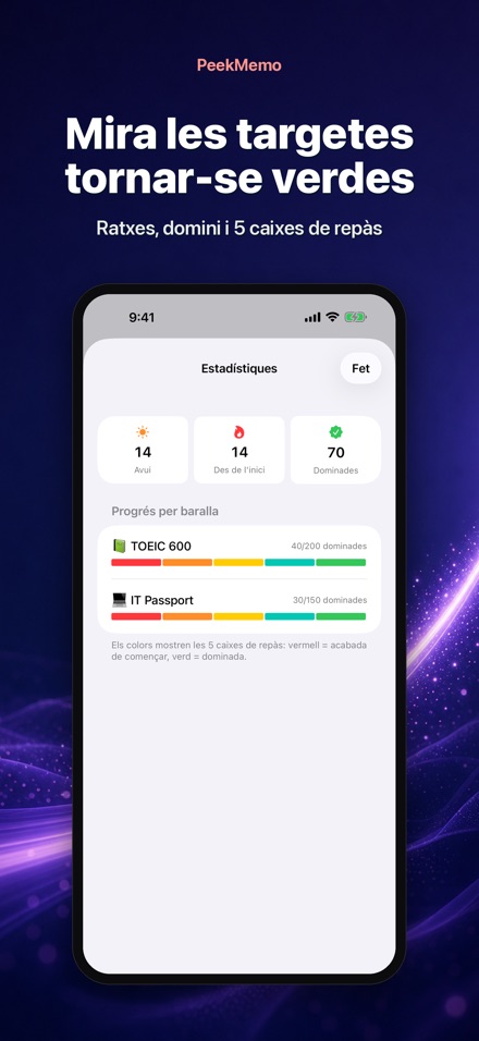 PeekMemo: Targetes d'estudi 6