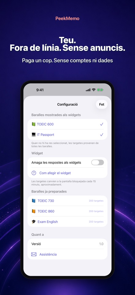 PeekMemo: Targetes d'estudi 10