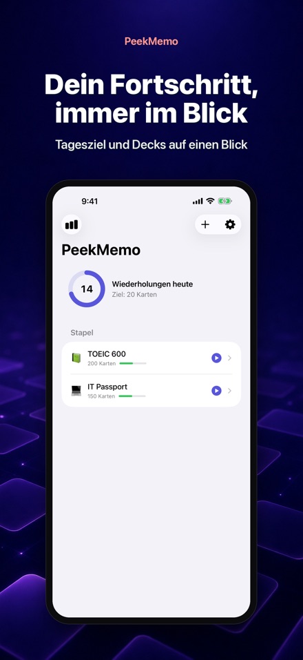 PeekMemo: Karteikarten 4