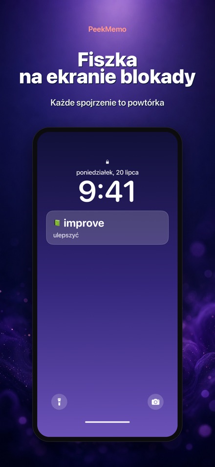 PeekMemo: fiszki na ekranie